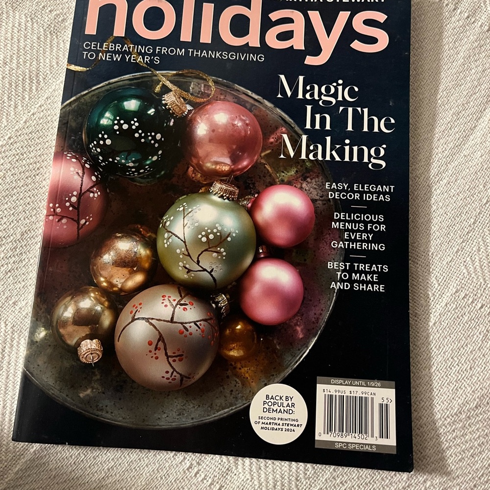 Martha Stewart Holidays Cookbook with Gold and Pink Accents